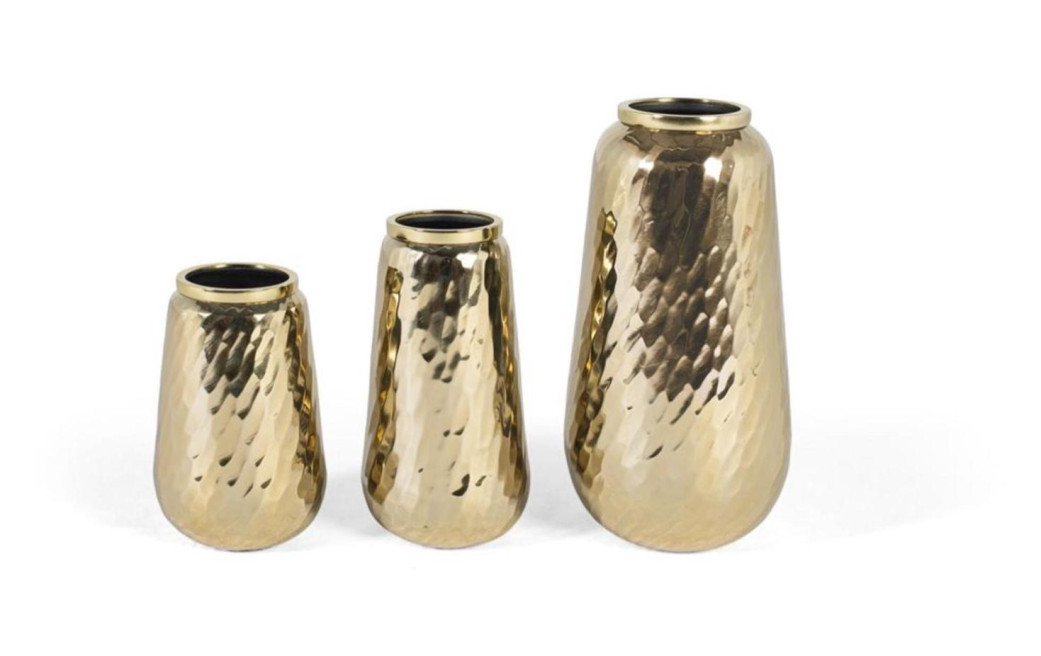 Lot de 3 vases Aluminium Or