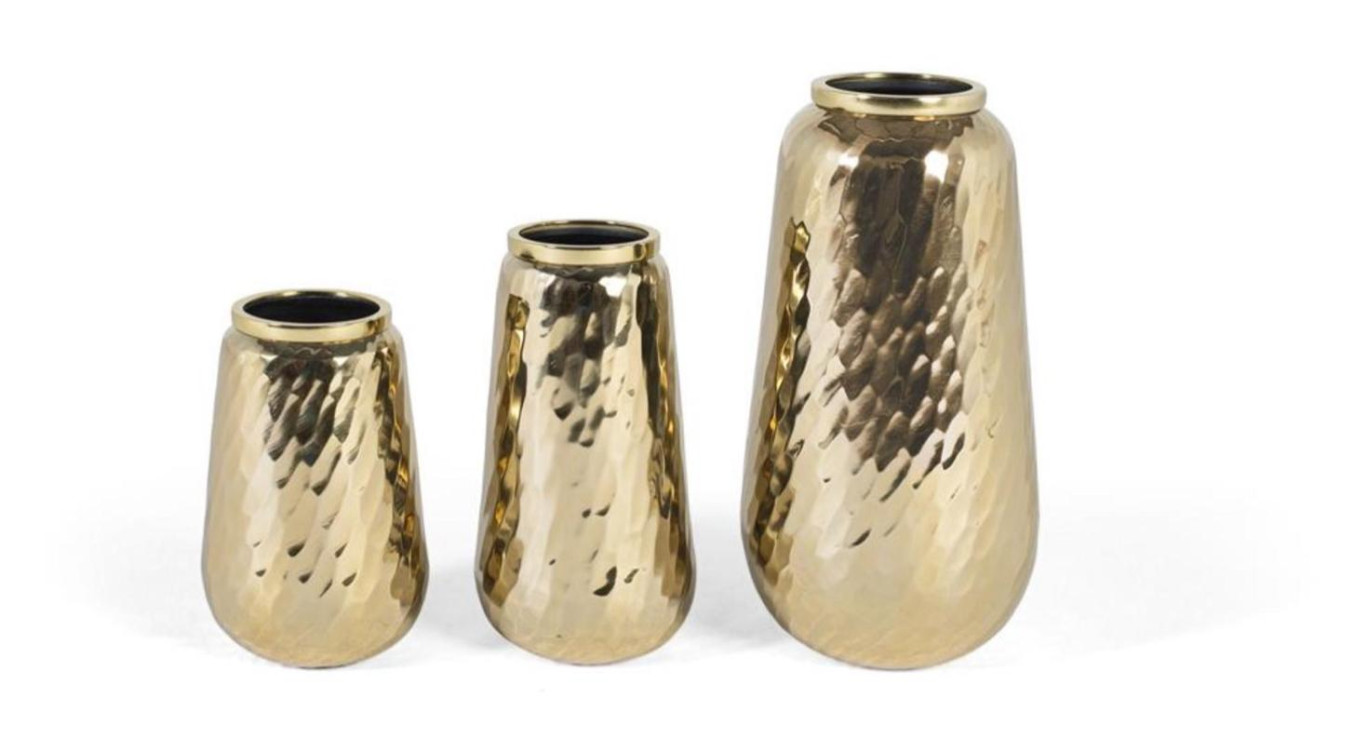 Lot de 3 vases Aluminium Or