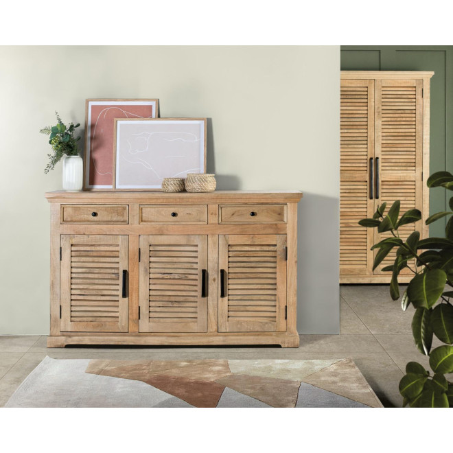 Buffet 3 tiroirs 3 portes Bois Marron