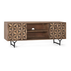 Meuble TV 2 portes Bois Marron