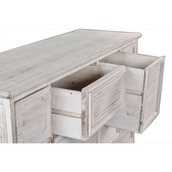 Wochenschrank Chiffonnier Grainetier Bois 14 Schubladen Cerusé Blanc Nu 125x40x99cm