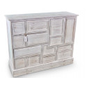 Kommode Grainetier 14 Schubladen Holz Weiß Nackt 125x40x99cm