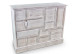 Wochenschrank Chiffonnier Grainetier Bois 14 Schubladen Cerusé Blanc Nu 125x40x99cm