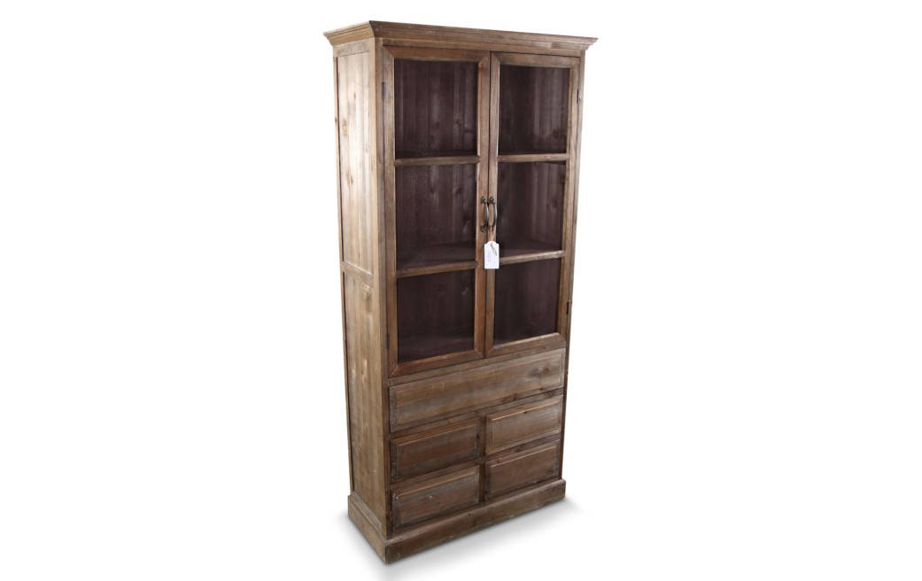 Buffet Vaisselier Rangement Bois 5 Tiroirs Nu 81x35x169cm