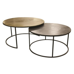 Lot de 2 tables basses gigognes rondes