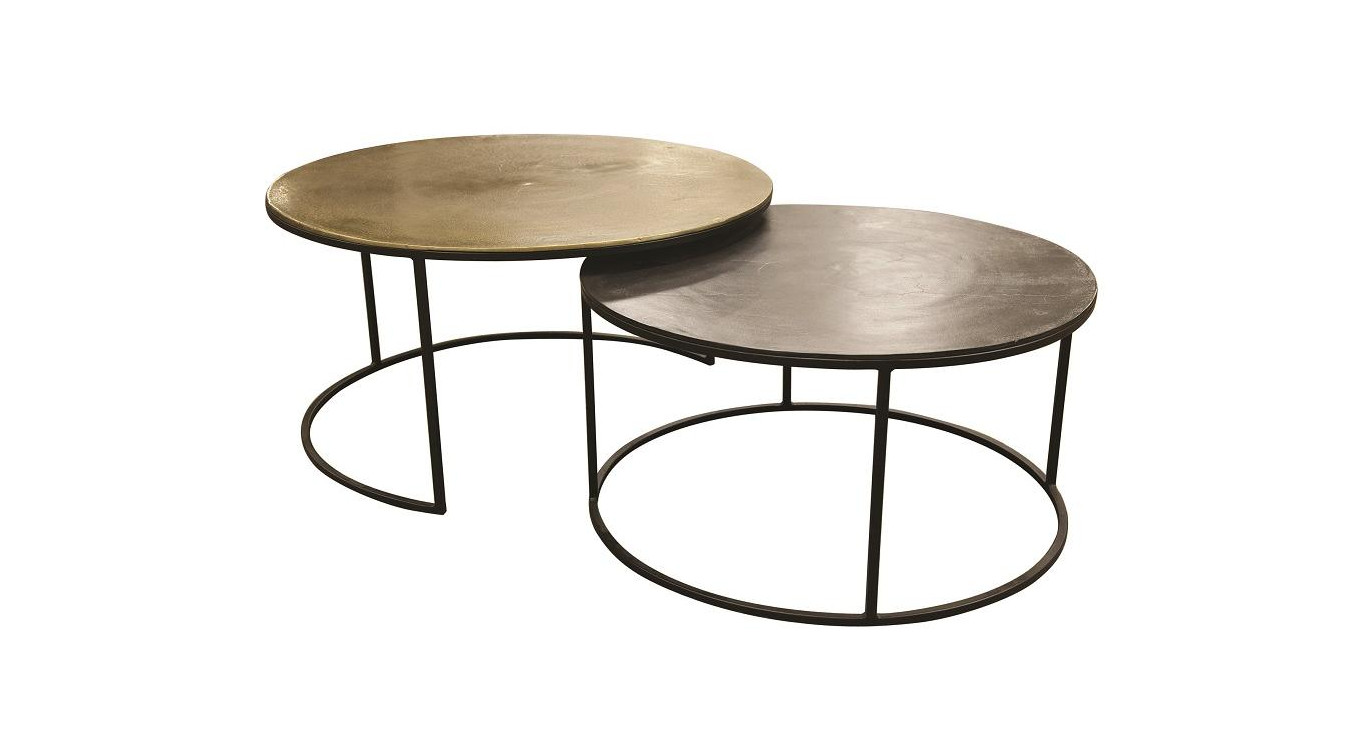 Lot de 2 tables basses gigognes rondes
