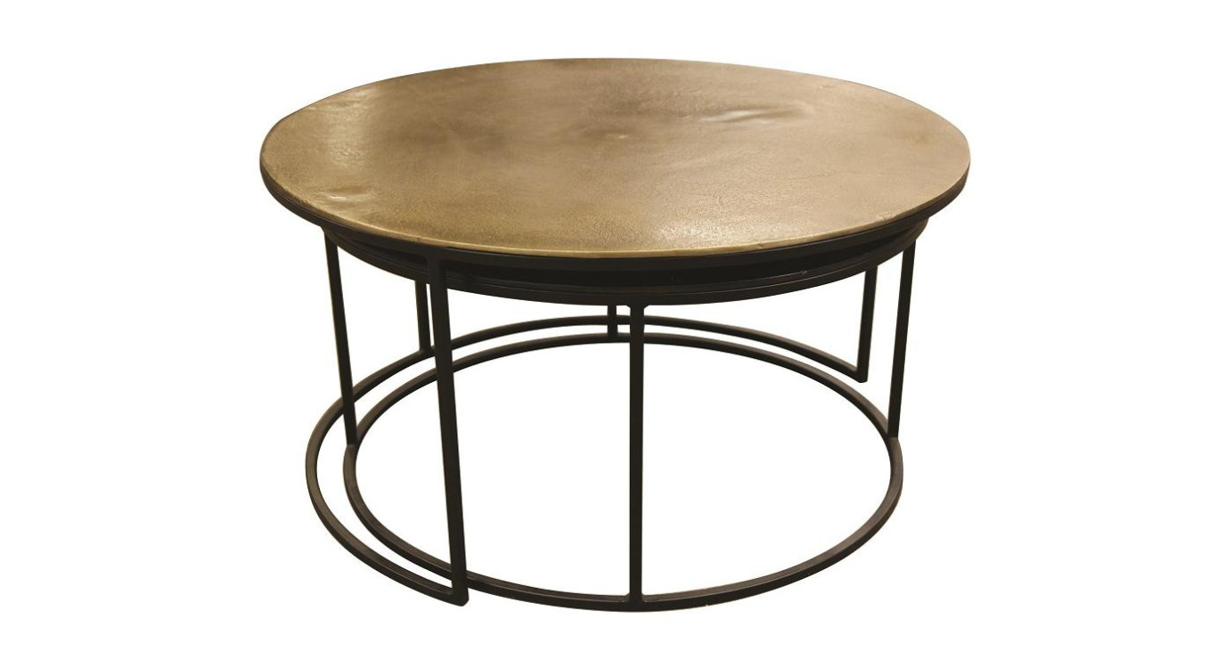 Lot de 2 tables basses gigognes rondes