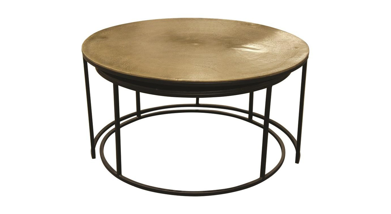 Lot de 2 tables basses gigognes rondes