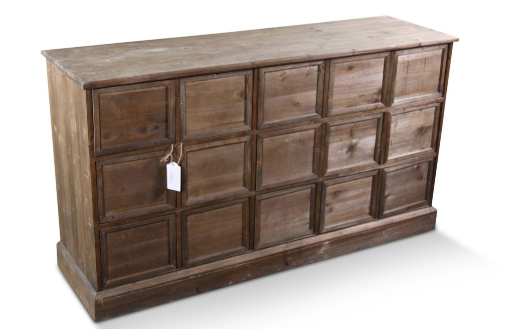 Meuble Semainier Chiffonnier Grainetier Bois 15 Tiroirs Nu 137.5x40.5x76cm