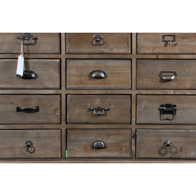 Meuble Semainier Chiffonnier Grainetier Bois 12 Tiroirs 101x31.5x75cm