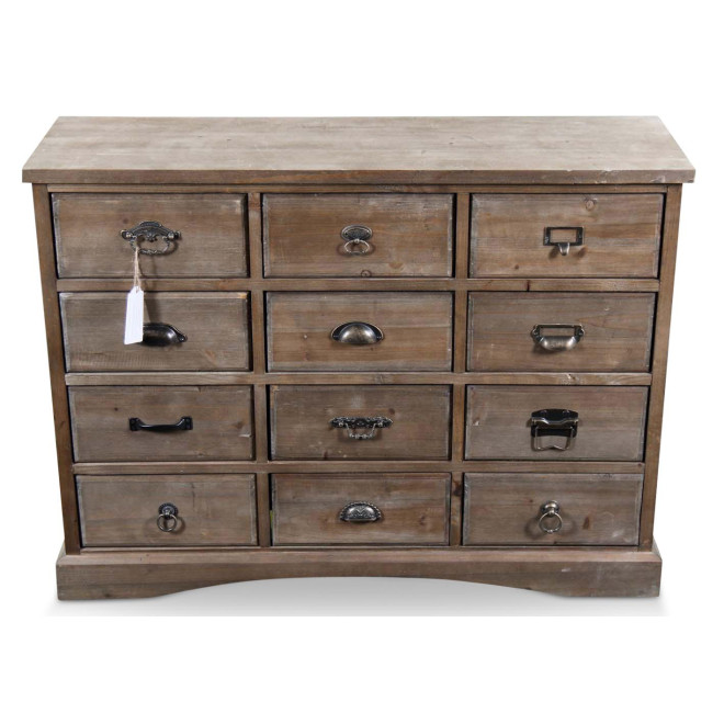 Meuble Semainier Chiffonnier Grainetier Bois 12 Tiroirs 101x31.5x75cm