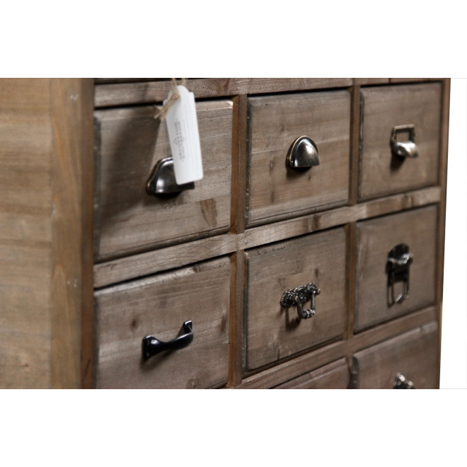 Meuble Semainier Chiffonnier Grainetier Bois 12 Tiroirs 101x31.5x75cm