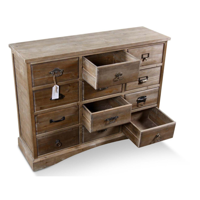 Meuble Semainier Chiffonnier Grainetier Bois 12 Tiroirs 101x31.5x75cm