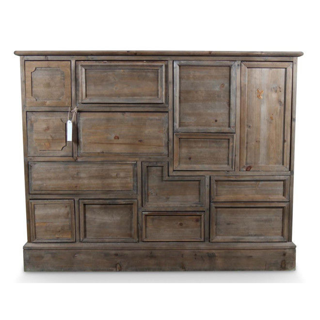 Meuble Semainier Chiffonnier Grainetier Bois 14 Tiroirs Nu 125x44x99cm