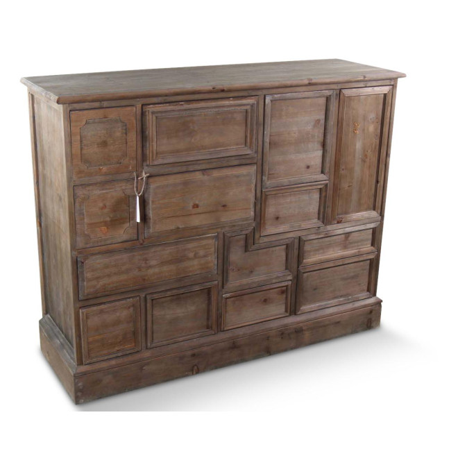 Meuble Semainier Chiffonnier Grainetier Bois 14 Tiroirs Nu 125x44x99cm