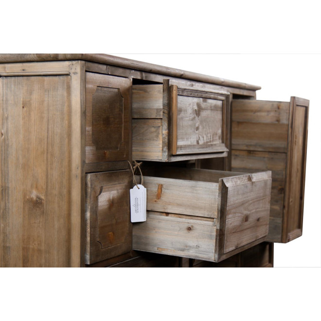 Meuble Semainier Chiffonnier Grainetier Bois 14 Tiroirs Nu 125x44x99cm