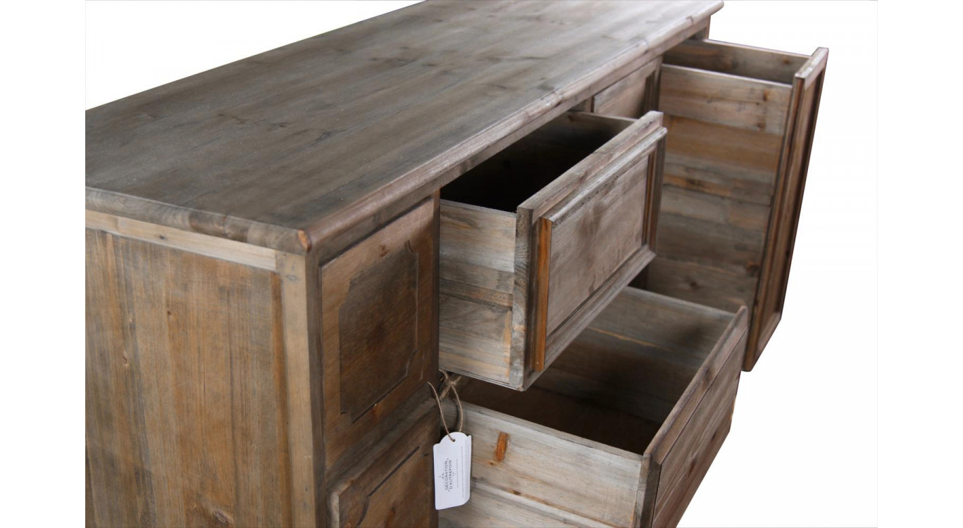 Meuble Semainier Chiffonnier Grainetier Bois 14 Tiroirs Nu 125x44x99cm