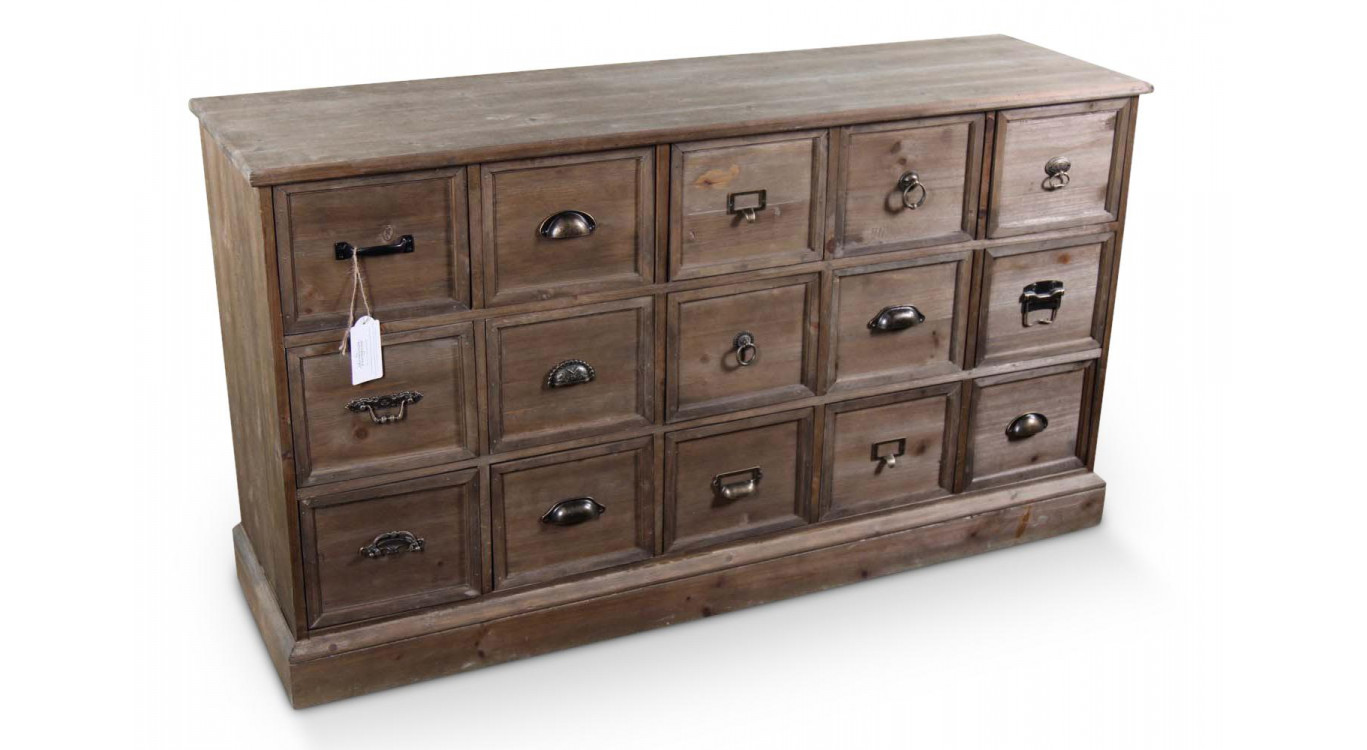 Wochenmöbel Chiffonnier Grainetier Holz 15 Schubladen 137.5x40.5x76cm