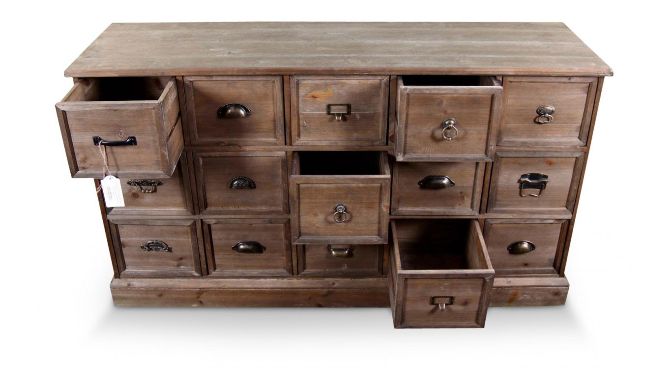 Wochenmöbel Chiffonnier Grainetier Holz 15 Schubladen 137.5x40.5x76cm