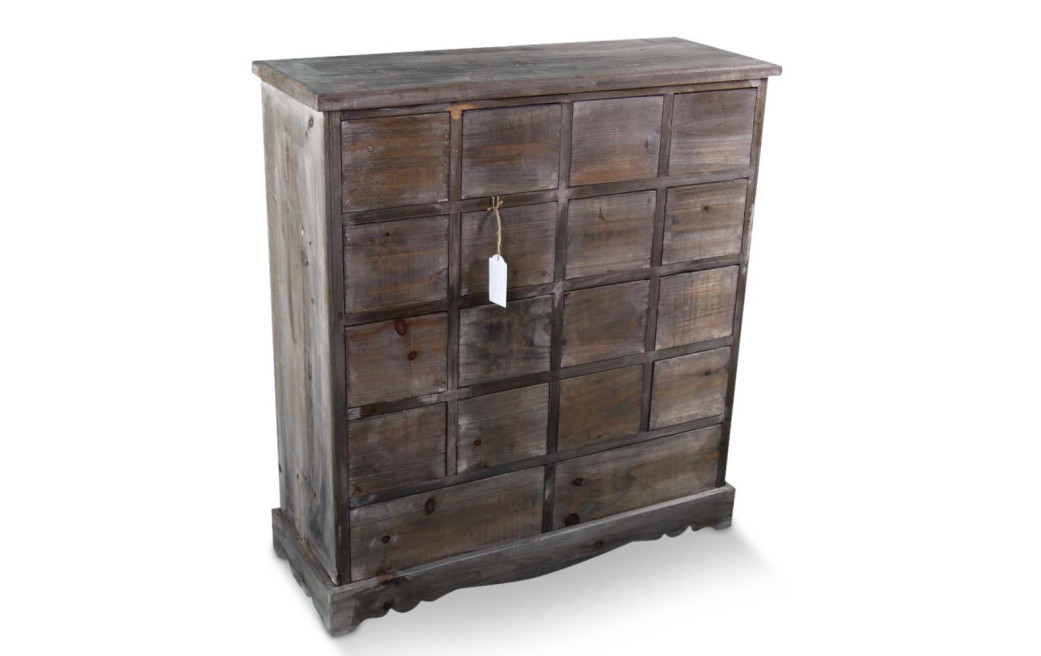 Meuble Semainier Chiffonnier Grainetier Bois 18 Tiroirs Nu 92x34.5x99cm