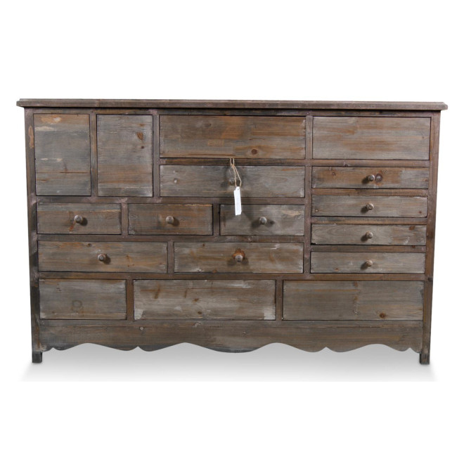 Meuble Semainier Chiffonnier Grainetier Bois 17 Tiroirs Nu 124x32.5x78.5cm