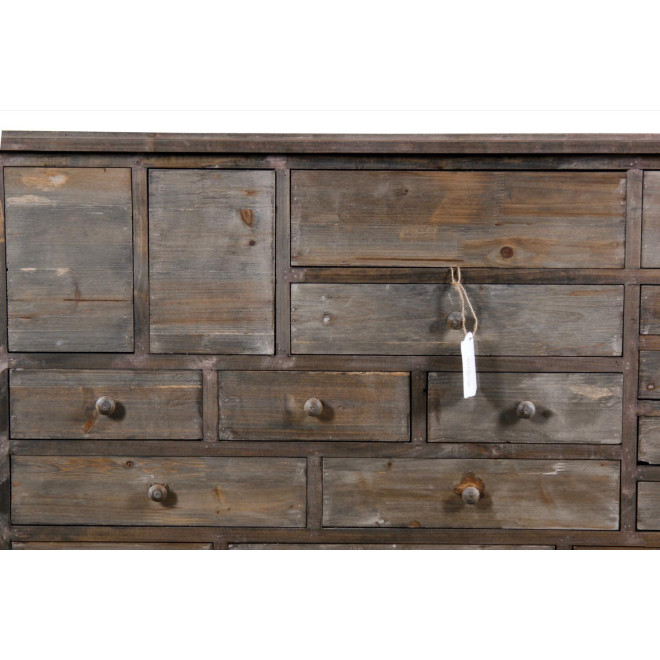 Meuble Semainier Chiffonnier Grainetier Bois 17 Tiroirs Nu 124x32.5x78.5cm