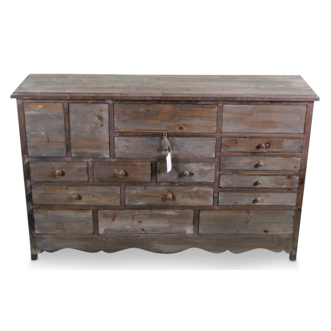 Meuble Semainier Chiffonnier Grainetier Bois 17 Tiroirs Nu 124x32.5x78.5cm