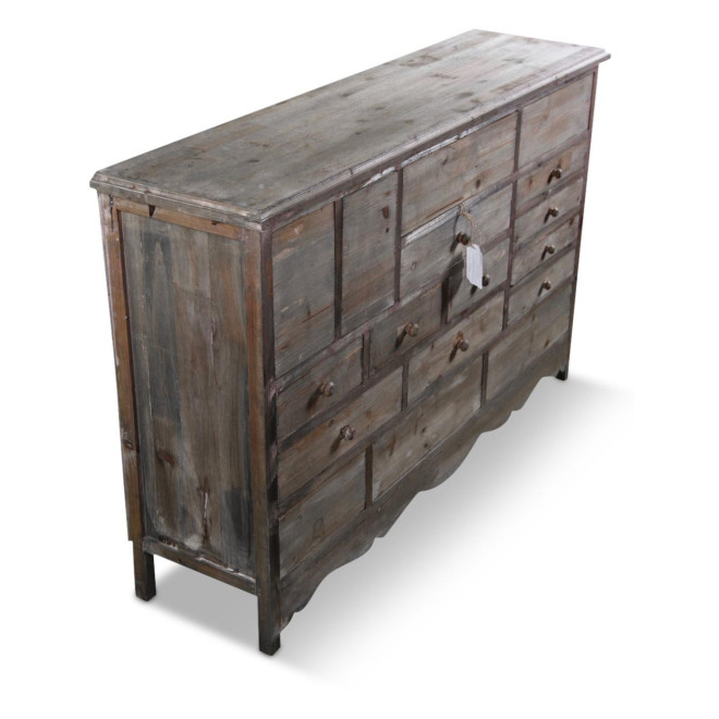 Meuble Semainier Chiffonnier Grainetier Bois 17 Tiroirs Nu 124x32.5x78.5cm