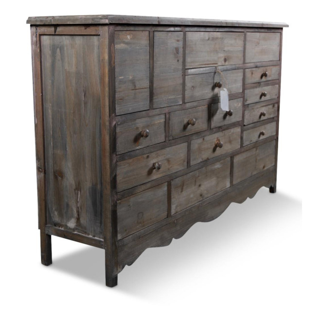 Meuble Semainier Chiffonnier Grainetier Bois 17 Tiroirs Nu 124x32.5x78.5cm
