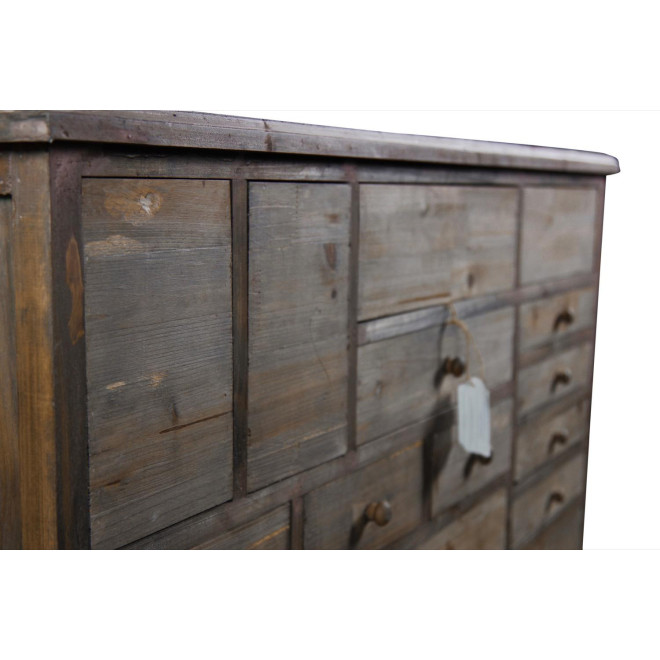 Meuble Semainier Chiffonnier Grainetier Bois 17 Tiroirs Nu 124x32.5x78.5cm