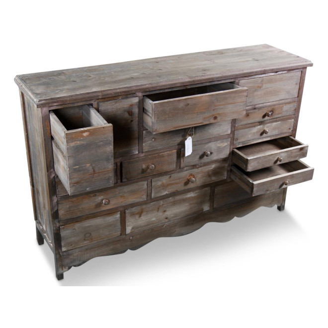 Meuble Semainier Chiffonnier Grainetier Bois 17 Tiroirs Nu 124x32.5x78.5cm
