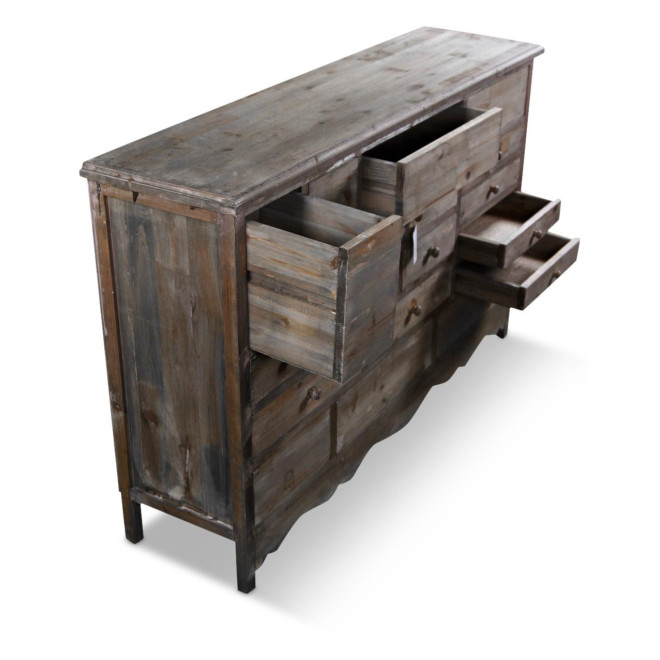 Meuble Semainier Chiffonnier Grainetier Bois 17 Tiroirs Nu 124x32.5x78.5cm