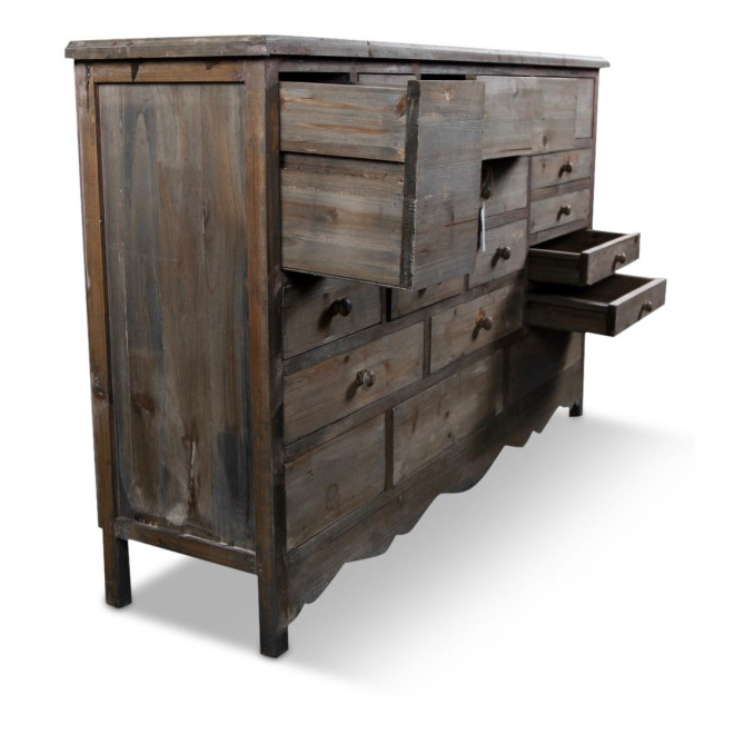 Meuble Semainier Chiffonnier Grainetier Bois 17 Tiroirs Nu 124x32.5x78.5cm