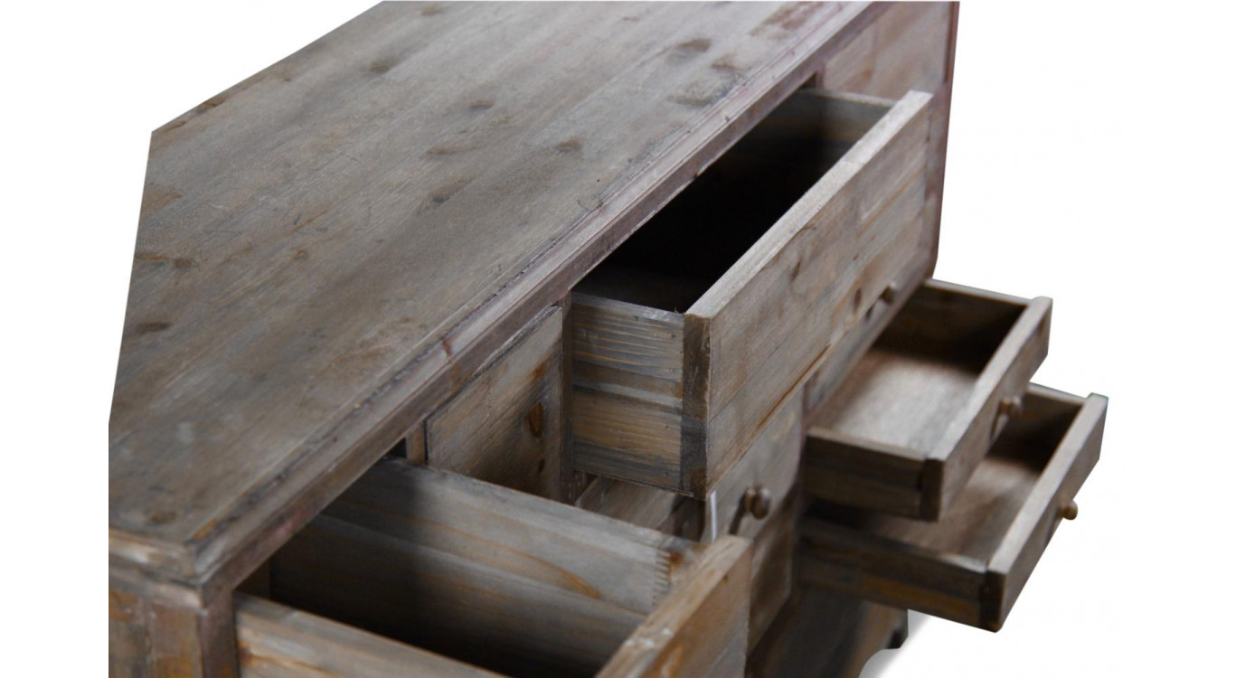 Meuble Semainier Chiffonnier Grainetier Bois 17 Tiroirs Nu 124x32.5x78.5cm