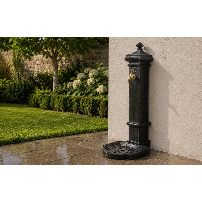 Gartenbrunnen Aluminium-Metall Grau 29x33x76cm