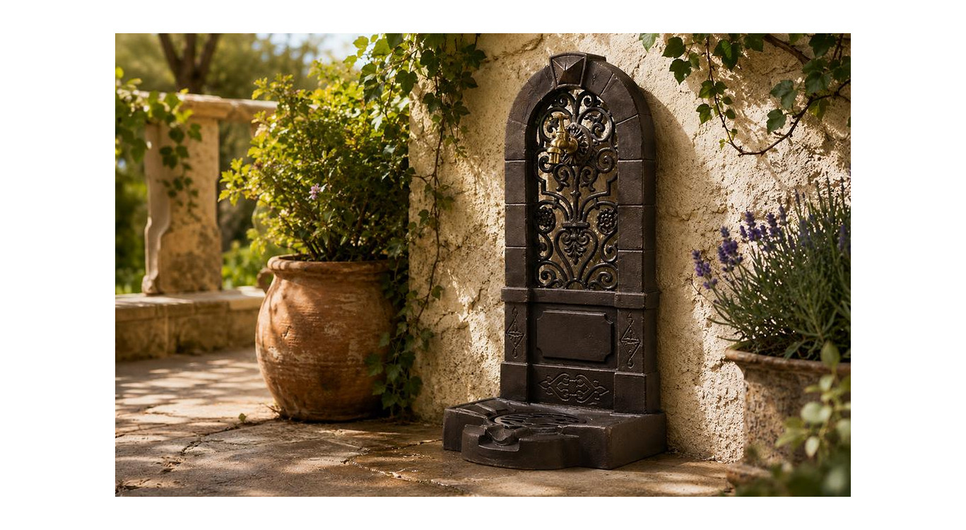 Fuente de jardín de hierro fundido marrón 35.5x31x74.5cm