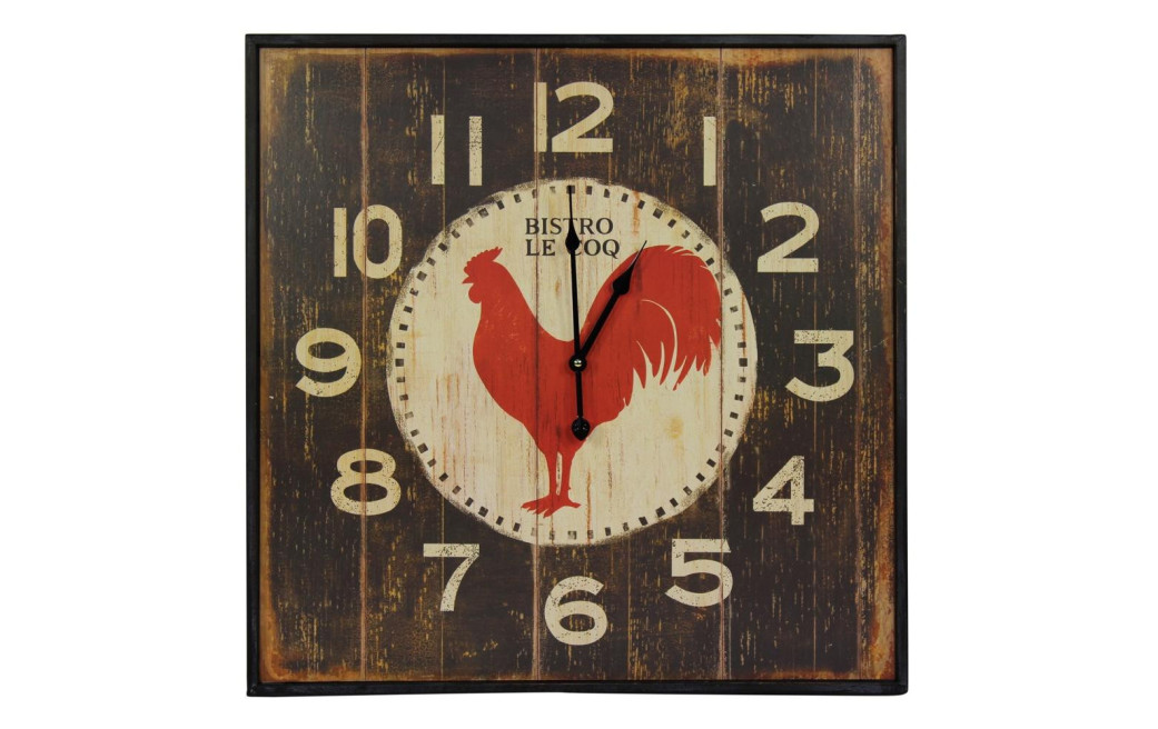Antike Wanduhr Quadrat Bistrot Le Coq 60cm