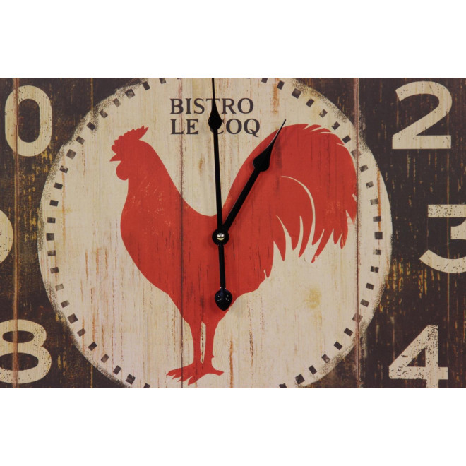 Horloge Ancienne Murale Carre Bistrot Le Coq 60cm