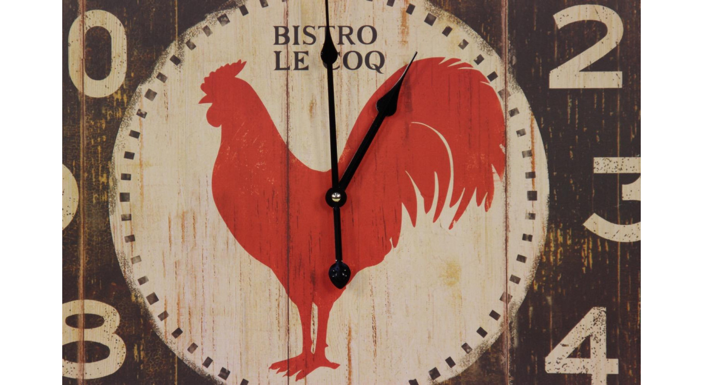 Antike Wanduhr Quadrat Bistrot Le Coq 60cm