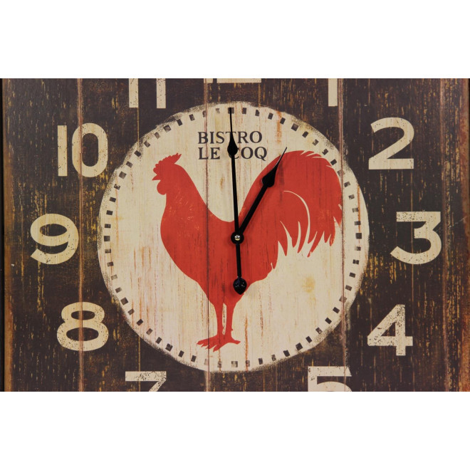 Horloge Ancienne Murale Carre Bistrot Le Coq 60cm