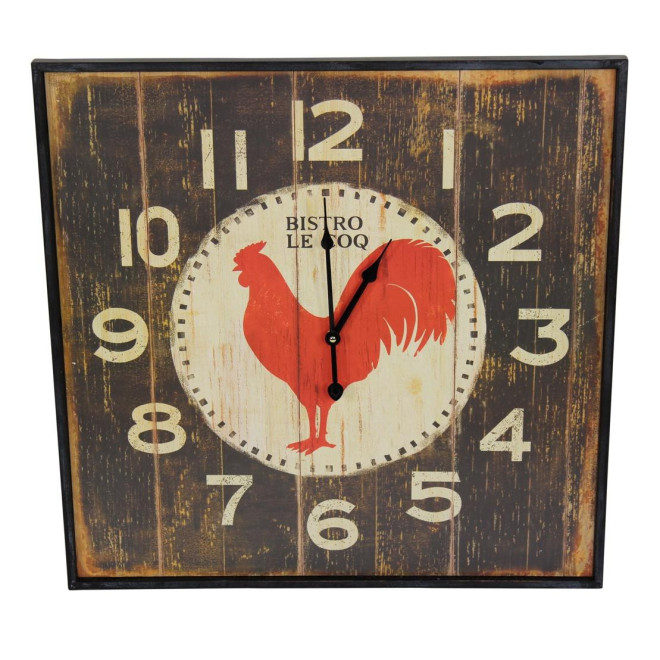 Antike Wanduhr Quadrat Bistrot Le Coq 60cm