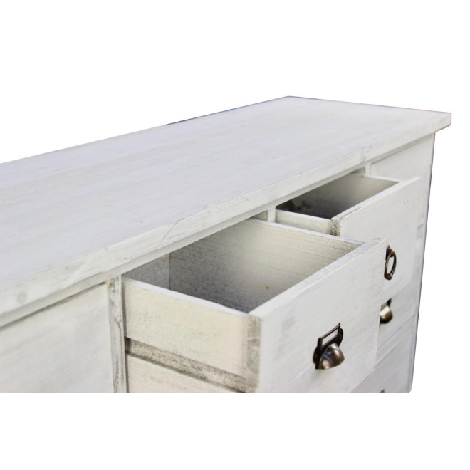 Wochenschrank Chiffonnier Grainetier Bois 10 Schubladen Cerusé Blanc 125x35x80cm