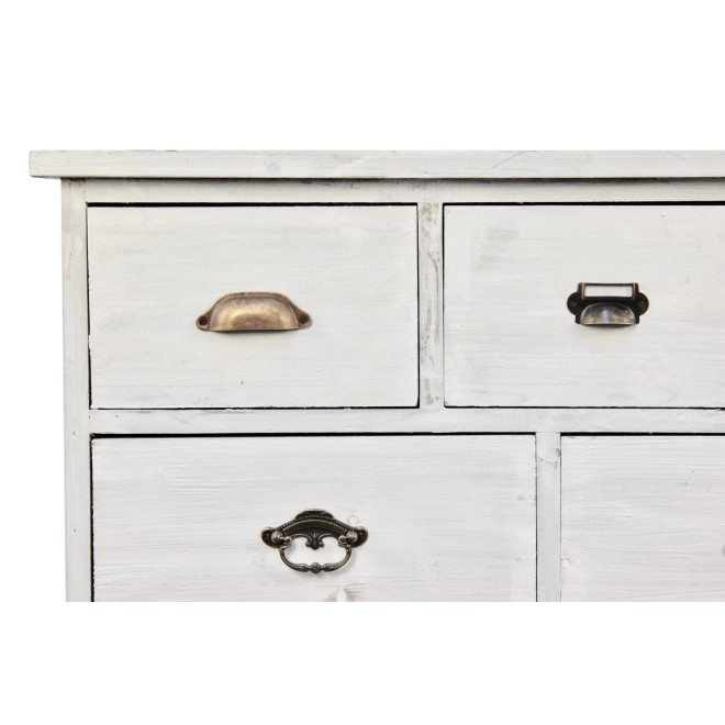 Wochenschrank Chiffonnier Grainetier Bois 10 Schubladen Cerusé Blanc 125x35x80cm
