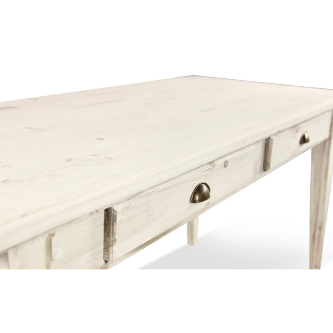 Holz Esstisch 4 Schubladen Cerusé Weiß 180x71x79.5cm