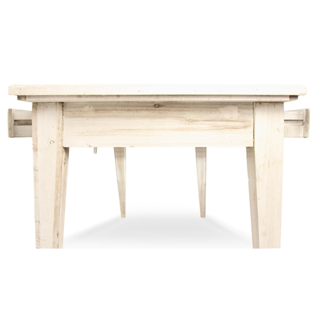 Holz Esstisch 4 Schubladen Cerusé Weiß 180x71x79.5cm