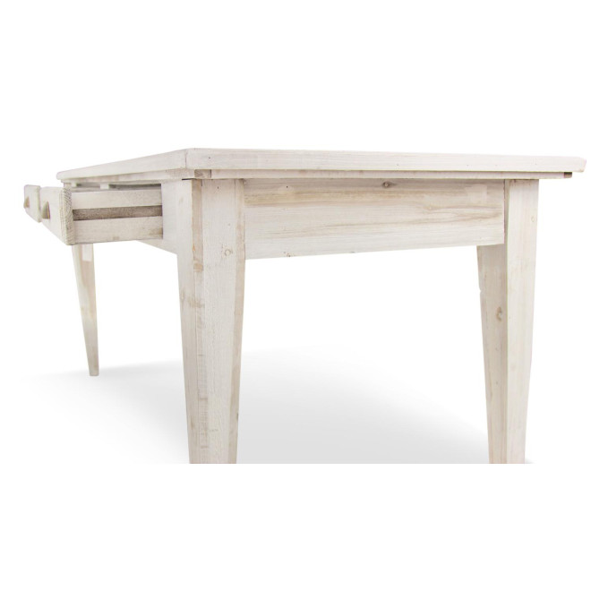 Holz Esstisch 4 Schubladen Cerusé Weiß 180x71x79.5cm