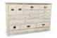 Wochenplaner Chiffonnier Grainetier Holz Cerusé Weiß 17 Schubladen 124x32.5x78.5cm