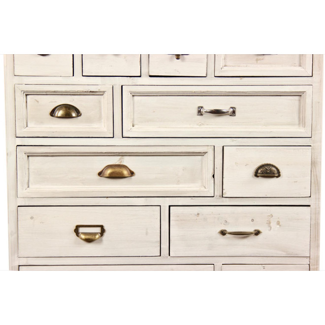 Wochenmöbel Tiffonnier Grainetier Holz Cerusé Weiß 12 Schubladen 84x32x92cm
