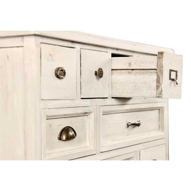 Wochenmöbel Tiffonnier Grainetier Holz Cerusé Weiß 12 Schubladen 84x32x92cm