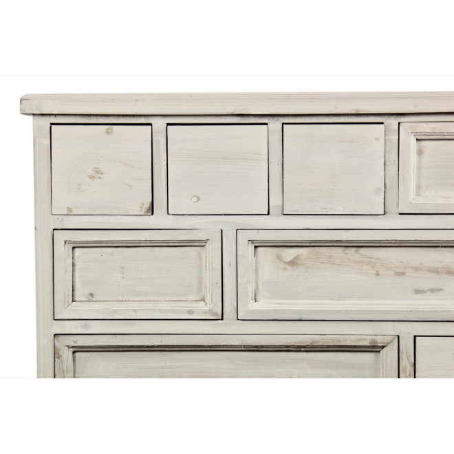 Meuble Semainier Chiffonnier Grainetier Bois Cerusé Blanc 12 Tiroirs Nu 84x32x92cm
